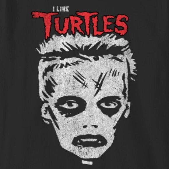 I Like Turtles Zombie Boy Skull Face Retro Meme Fan Collector Classic Humor 05 - Picture 2 of 5